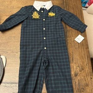 Infant one piece plaid boys Ralph lauren outfit